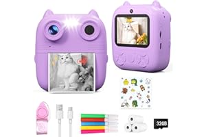 GGIE Kids Camera Instant Print, 1080P HD Video and Selfie Kids Camera for Girls Boys, Instant Camera for Kids with 32GB SD Card and Printing Paper, Best Gift for 3 4 5 6 7 8 9+ Years Old Girls Boys