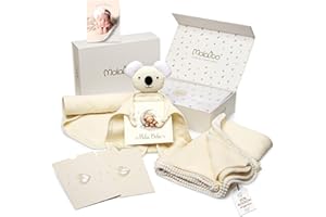 MolaBoo® Canastilla Bebe Recién Nacido 100% Algodón Orgánico – Cesta Bebe Premium Niño y Niña con 6 Regalos: Manta Muselinas, Doudou Bebé, Paño Lactancia y Accesorios - Perfecto Regalo Recién Nacido