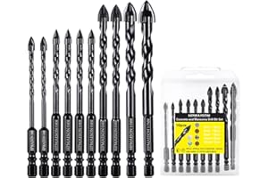 HPMAISON 10 Pezzi Punte Trapano Piastrelle, Punte Trapano Vetro, Punta da Taglio a 4 Punte in Carburo, Per Calcestruzzo, Ceramica, Porcellana, Mattoni, Specchio, Plastica, Legno, Ø 5-12mm