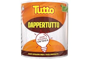 TUTTO PANNOCARTA Tutto Nuova Bobina Dappertutto 400 Strappi 2 Veli, 1 Pezzo, Carta Multiuso Super Assorbente, 100% Made in Italy