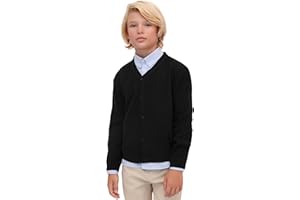 Lilax Baby Boys Basic Long Sleeve V-Neck Classic Knit Cardigan Sweater