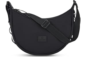 Johnny Urban Borsa a Tracolla Donna Uomo Nero - Kaia Medium - Borsetta Mezzaluna - Nylon Puffer Moon Bag - Borse a Spalla Elegante e Casual - Regolabile Marsupio alla Moda - Impermeabile