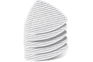 KEEPOW 5 Stück Ersatzbezüge für Vileda Dampfreiniger Steam Plus, Weiß-Grau Gestreifte Mikrofaser Pads Kompatibel mit Vileda Wischmopp, Waschbar & Wiederverwendbar