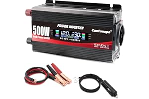 Cantonape 500 W/1000 W Inverter di Corrente Portatile DC 12 V a AC 220 V 230 V con Schermo LCD Monitor, 2 USB, EU prese per auto, caravan, barca, campeggio