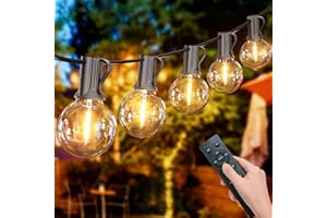 Yuusei Guirlande Lumineuse Exterieur Télécommande, 15M Guirlande Guinguette de 25+1 LED Ampoules 4 Modes Guirlande Guinguette Raccordable Étanche pour Jardin Patio Café Parti Terrasse, Blanc Chaud