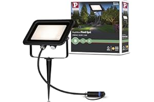 ‎PAULMANN Paulmann 94575 Plug & Shine LED Außenleuchte Gartenstrahler Fluter IP65 Warmweiß incl. 1x15,5 Watt Schwarz Aluminium Spot 3000 K