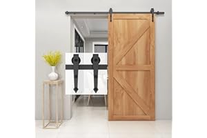 BARNSMITH Sliding Door Track Heavy Duty Carbon Steel Black Barn Door Sliding Kit POM Arrow Shape Roller Hanger