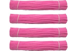 Waycreat 400 Pieces Pipe Cleaners Pink Chenille Stem for DIY Art Craft Decorations (6mm x 12 Inch)