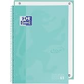 Oxford A4+ Notebook, Europeanbook 1, Extra Hard Cover, Spiral, 5 x 5 Squares, 80 Sheets, Ice Mint