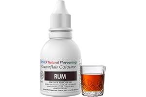 SUGARFLAIR COLOURS Sugarflair Rum Flavouring - Natural Food Flavouring for Baking, Cakes, Ice Creams, Chocolates, Icings and More! Pack Your Bakes With A Delicious Natural Food Flavour Extract - 30ml