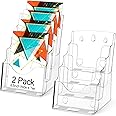 Excefore 2 Pieces Acrylic Brochure Holder, Brochure Display Stand 4 Tier Clear Pamphlet Flyer Holder Acrylic Magazine Holder Clear Acrylic Organizer for Wall Mount or Countertop (6.5 Inch Wide)