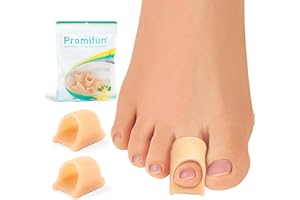 Promifun Hammerzehenkorrektor für Damen, Gel-Zehenschienen, Linderung für gelockte, krumme Krallen, Hammerzehen, Hammerzehenkorrektor für Männer (6 Stück, Beige, Größe L)