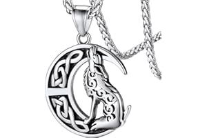 FaithHeart Collar Lobo Vikingo Hombre Acero Inoxidable 316L Colgante Animal Odin Collar Vikingo Nórdico Talismán de Protección