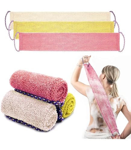 Set De 2 Serviettes Exfoliantes Japonaises - 100x21cm, Polyester + Fibre Carbone - Pour Le Dos, Gommage Et Massage - 2
