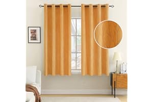 EMEMA Orange Velvet Curtains Branch Pattern 54 Inch drop Curtain Pair Eyelet Room Drapes for Living Room Kids Bedroom Nursery 46" W x 54" L 117x137 cm 2 Panels