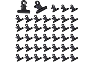 HIQU AND HIST 40 małych biurowych spinaczy, 22 mm, wielofunkcyjne klipsy do spinaczy, mini metalowe klamerki, do toreb, zdjęć, rysunków, rzemiosła artystycznego, biura, kuchni (czarne, 22 mm)