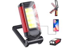 OurLeeme Arbeitsleuchte LED Werkstattlampe 7 Modi 2*XPE+COB LED IP67 Wasserdicht Taschenlampe 360° Drehbare COB Magnetisch Arbeitslampe für Auto KFZ Camping Werkstatt Notfall