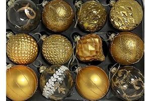 MC Trend Juego de 12 bolas de Navidad de cristal, 8 cm de diámetro, bolas para decoración de árbol de Navidad