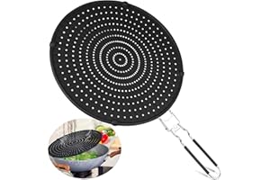 HUANMIN Paraspruzzi in Silicone per Padella, Splatter Guard Multiuso con Manico Pieghevole, Universale Silicone Paraspruzzi per Resistente al Calore, Paraspruzzi per Padella Lavabile in Lavastoviglie