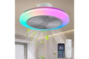 EKDADL RGB Ventilateur Plafond silencieux de 50 cm avec lumières,Réversible ventilateur de plafond fermé avec télécommande,6 vitesses de vent,3 températures de couleur en option