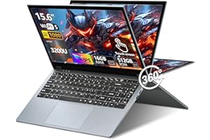 MONOVATE 15,6 Pollici Notebook 2 in 1, Win11 PC Portatile 16GB RAM 512GB SSD, Laptop AMD Ryzen 3 3200U CPU, 1080P Touchscreen Rotazione 360°, Notebook con AMD Radeon Graphics GPU, RJ45+Type-C+Mini-HDMI