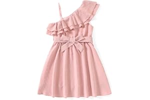 PATPAT Abito da Principessa Bambina Ragazza Vestiti con Volant Monospalla per Ragazze, Abito Senza Maniche a Trapezio, per Feste e Occasioni Speciali Cocktail Festa