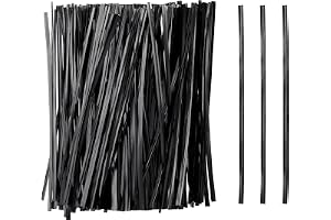 QUARKZMAN 800 st Twist Ties svart påse vridlås 150 mm L | Plast metall skruvlock, återanvändbara för fest, bröd, godis, kaka