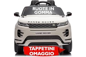 MONDIAL TOYS Land Rover Range Rover Evoque 12V Auto Elettrica per Bambini con Ruote in Gomma Sedile in Pelle Cintura 5 Punti Telecomando Luci LED Bluetooth MP3 USB Ammortizzatori Tappetini Inclusi (Bianco)