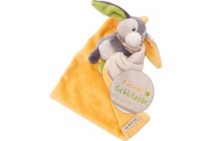 NICI Babyhandduk 22 x 22 cm med gosedjur åsna – fluffig snuffelduk för flickor och pojkar, babygåva till födseln, med brodera