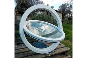 ENHEN Fenêtre Coulissante Hublot de Bateau Transparent à Ouverture Ronde, Hublot de Fenêtre de Remplacement - Axe Central Rotatif, Vitre en Verre Trempé Encastrée pour Intérieur et Extérieur(30cm/11.8in/1ft
