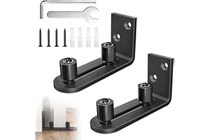 FENGJIAHUI Bodenführung Schiebetür, Schiebetür Führung, Verstellbare Kohlenstoffstahlrollenführung, Schiebetürbeschlag mit Werkzeug, Schiebetürschienen, Scheunentor (2PCS)