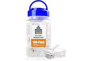 Cable Matters Paquete de 100 Conectores modulares CAT6 RJ45 (Conectores RJ45/conector Cat6/extremos RJ45/conectores RJ45) para Cable UTP sólido o Trenzado