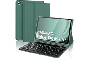 OCCTINGKIND Coque Clavier pour Samsung Galaxy Tab A9 Plus/A9+ 11 Pouces, AZERTY Français Housse Clavier Bluetooth Magnétique Détachable avec Porte Crayon pour Samsung Galaxy Tab A9 Plus 11" 2023, Vert Foncé