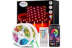 vvuvnem 30m LED Strip Lights(2 Rolls of 15m), Led Lights Music Sync Colour Changing, RGB Bluetooth Led Lights with Remote App Control, Led Lights for Bedroom Ceiling Party [Energy Class A++]