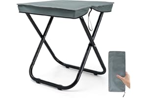 Outplea 16" Camping Stool Collapsible with Ultralight Packable Frame, Folding Hunting Stool for Adults with Zippered Carrying Bag Seating for Outdoor Fishing Hiking Backpacking Travel Tent Beach, Gray