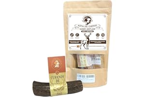 PRODUCTOS NATURALES ECOMORDISCOS Mordedor de Asta de Ciervo –Talla L–Juguete Masticable Duradero,100% Natural, Sin Aditivos Ideal para Perros Medianos y Grandes,Limpia Dientes, Antiestrés, Snack,mordedor Natural para Perro.