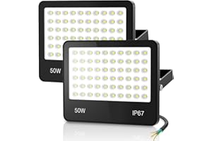 HAPYLUMI Focos LED Exterior 50W 2PCS, 5000LM Foco LED Potente Proyector LED Exterior,6500K Blanco Frío IP67 Impermeable LED Iluminación de Exterior Seguridad para Jardin Terraza Patio Garaje