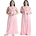 Night Keys Women Nighty with Robe Free Honeymoon Two Piecs Nighty Set