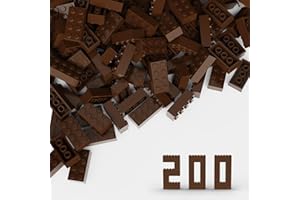 TTEHGB TOY Classic Mass Brick 2 x 4, Pack of 200 Building Blocks, Brown, Compatible with All Major Brands, MOC Enthusiasts, Colours: Brown