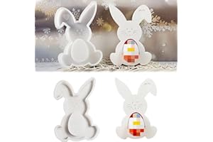 XINBAIJI Silikonformen Gießformen Ostern Hasen Silikonform, 3D Osterhase Kerzenformen Hasenform Für Ostern, DIY Silikon Gießform Für Duftkerzen Seife Heimdekoration (Skelett Hase)