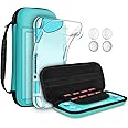 GeeRic 8pcs Custodia Compatibile per Switch Lite, 2pcs Vetro Temperato + Cover + 4 Thumb Grips + Borsa +Accessori 8 in 1 Kit 