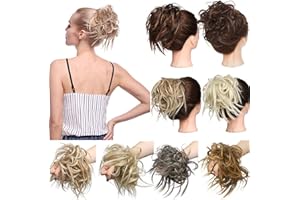 S-noilite Tousled Updo Chignon extensions de cheveux ondulés, bande élastique, chignon instantané, queue de cheval pour femme