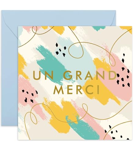 Afie Glückwunschkarte „MERCI“ In Gold & Enteneisenblau – Mit Baumblatt-Design | Inkl. Umschlag, 17 X 11,5 Cm