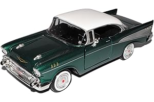 Collection 711 MM73228GR_Ohne Chevrolet Chevy Bel Air 1957 Coupe Oldtimer 1/24 Motormax Modellauto Modell Auto, Grün