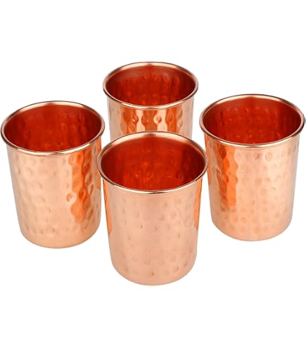 Handgemachte Kupferbecher Im Indischen Stil – 2 Stück, 250 Ml, Für Wasser & Wellness