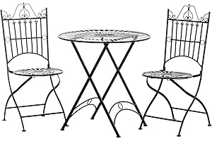 CLP Sitzgruppe Tegal Aus Metall I Sitzgruppe Garten I 3er Set Bestehend Aus Tisch Und 2 Stühlen, Farbe:Bronze