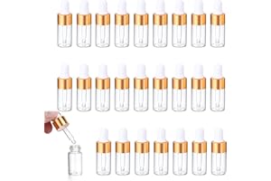 ChAusa 25 Pcs Mini Bottiglie Contagocce,Flacone Contagocce Trasparente 3ml,Bottiglie di oli Essenziali Campione Contagocce con Pipette Contagocce,Applica a Laboratorio,Olio Essenziale