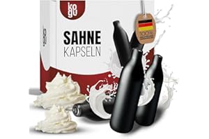 kogu ® 10 Stück Sahnekapseln N2O für Sahneaufbereiter, Sahnespender hochwertige Qualität, Schwarze Premium Kapseln 8g HACCP-Zertifiziert und 100% recycelbar Made in EU