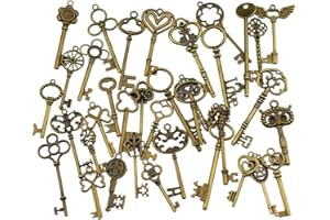CAILIYA 40 pezzi bronzo antico scheletro chiave d'epoca ciondolo collana fai da te per fare gioielli fatti a mano festa di nozze favor, festa di compleanno,Portachiavi, Bracciale,Craft Decorazione Accessori