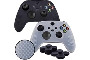 Grips for Xbox Series X Controller, Pandaren Studded Anti-Slip Silicone Cover for Xbox Series X/S Controller Skin Hand Grip with 8pcs FPS Pro Thumb Sticks Cap Protector(Black&White)